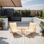 Hanah Home Conjunto de mesa y sillas de jardín My005, Madera de haya, Marrón y Crema